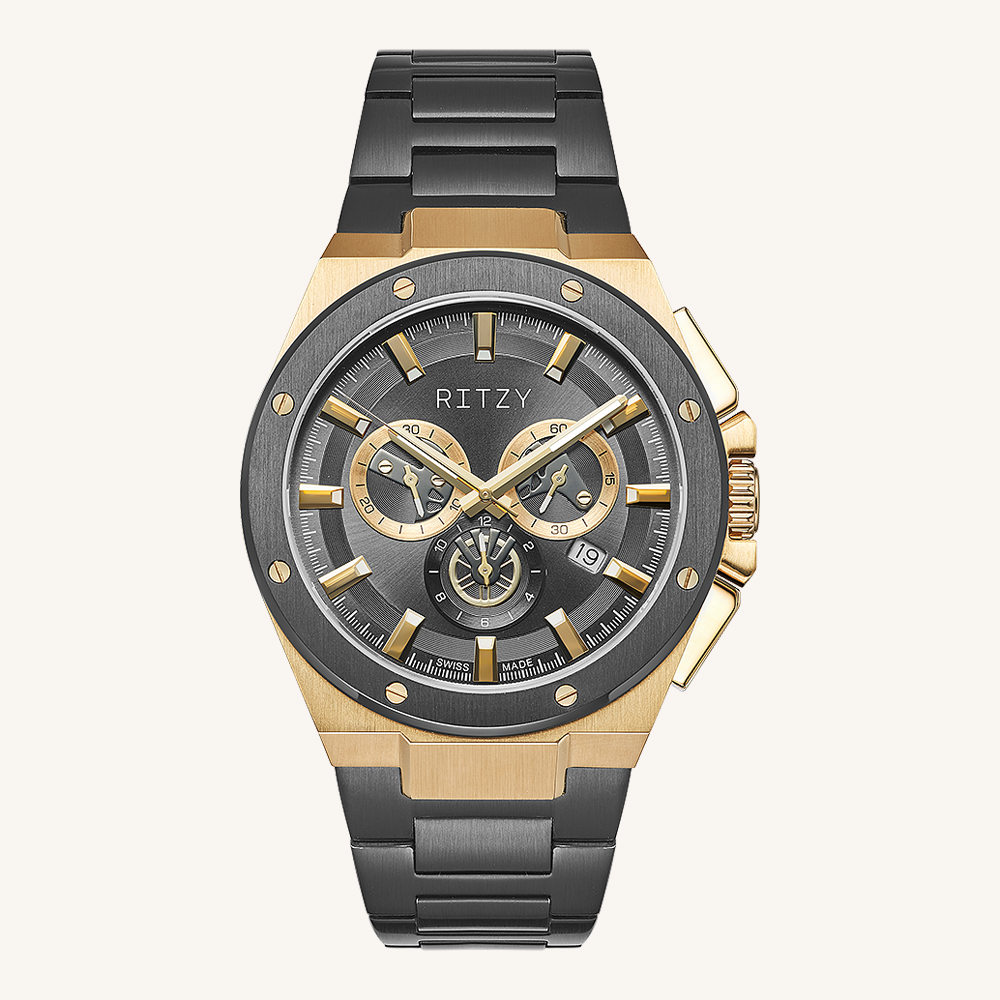 RZ2021092205 OEM/ODM Men’s Bicolor Chronograph Watch | 316L SS, PVD Finish | China Factory Direct