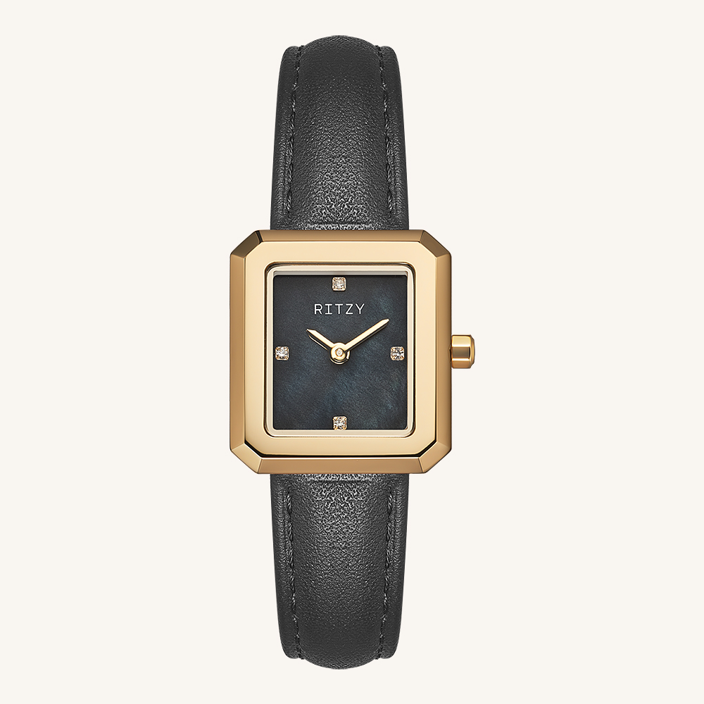 RZ2024070108-2 OEM/ODM Women's Square Gold Watch | MOP Dial, Leather Strap | China Factory