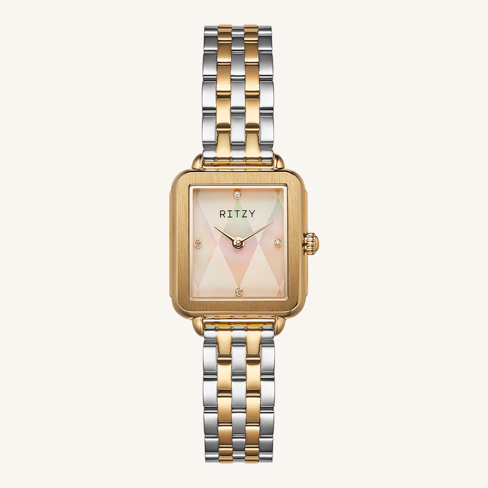 RZ2024070111-8 OEM/ODM Women’s Square Two-Tone Watch | MOP Dial, 316L Stainless Steel | China Manufacturer