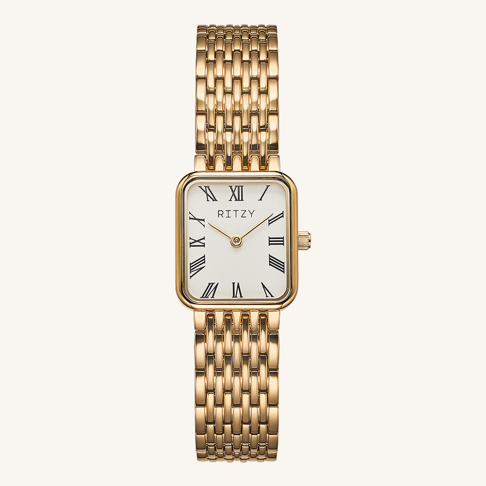 RZ2025030601 OEM/ODM Women’s Square Gold Watch | Roman Numerals, 304 SS Bracelet | China Factory