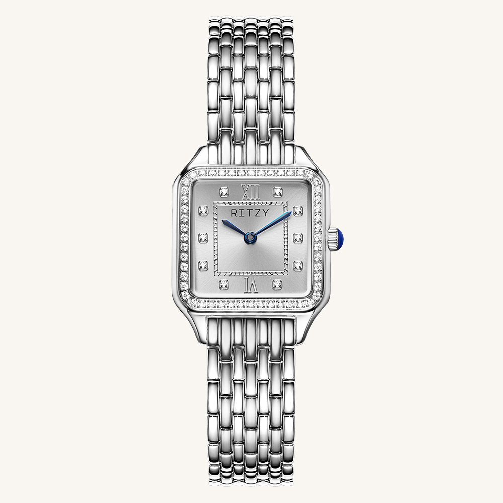 RZ2025040105 BSCI & ISO Certified Chinese Watch Factory | Custom Logo Square Diamond Bezel Women’s Watch with Roman Numeral Dial