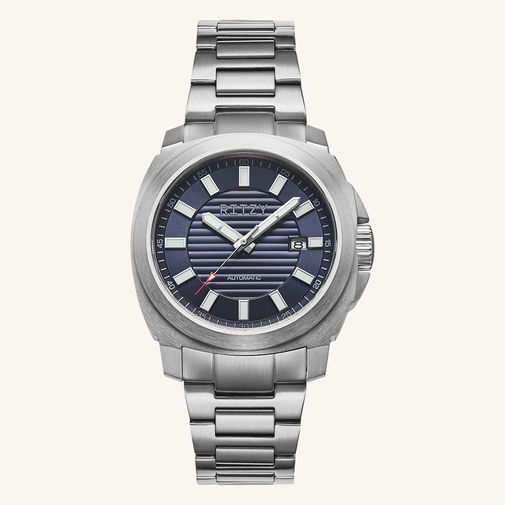 RZ2025042404 BSCI & ISO Certified Chinese Watch Factory | Custom Logo Men’s Automatic Watc, Date Function & Brushed Stainless Steel Bracelet