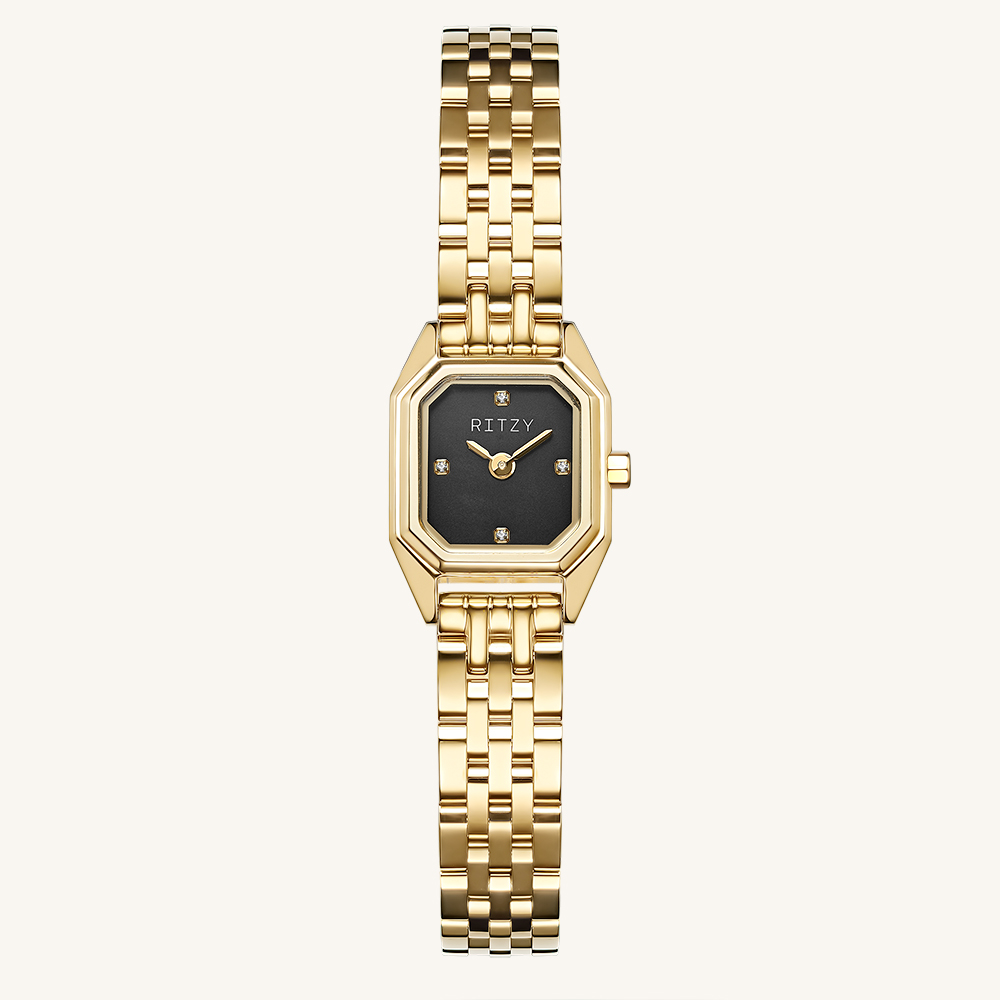 RZ2025052402 BSCI & ISO Certified Chinese Watch Factory | Custom Logo Mini Octagonal Women’s Watch with Crystal Indices & Polished Link Bracelet