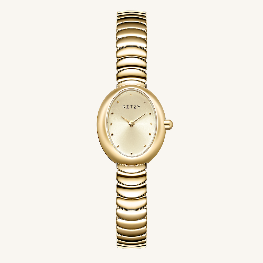 RZ2025052403 BSCI & ISO Certified Chinese Watch Factory | Custom Logo Oval Women’s Watch with Statement Curved Segmented Metal Bracelet