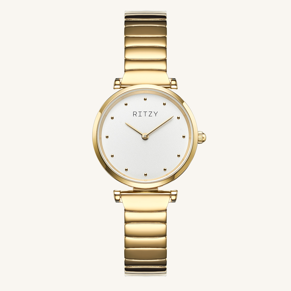 RZ2025052410 BSCI & ISO Certified Chinese Watch Factory | Custom Logo Round Women’s Watch with Matte Dial, Dot Indices & Integrated Segmented Bracelet